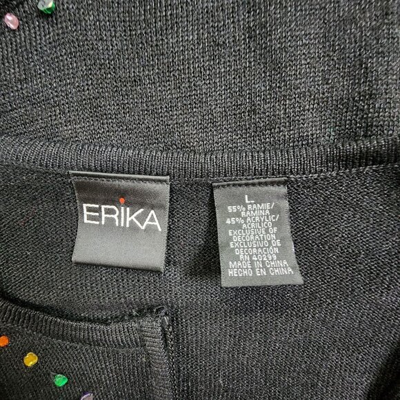 Erika Womens 2 Piece Set Medium Top Large Zip Cardigan Rhinestone Accents - Picture 3 of 10